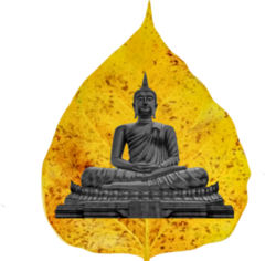 Buddha Statue In Golden Bodhi Leaf Sticker