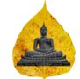 Buddha Statue In Golden Bodhi Leaf Sticker