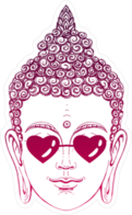 Buddha Wearing Glasses In The Shape Of Hearts Sticker