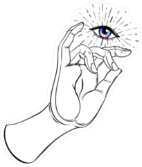 Buddhas Hand Holding All Seeing Eye Sticker