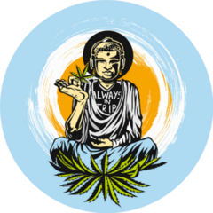 Buddhism Meditation Hands With Marijuana Illustration Sticker