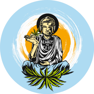 Buddhism Meditation Hands With Marijuana Illustration Sticker