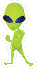 Buff Green Alien Sticker