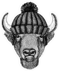 Buffalo in Beanie Sticker