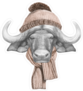 Buffalo With Hat And Scarf Sticker
