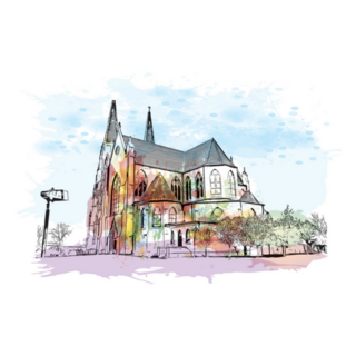 Building in Helena Montana. Watercolor Splash Sticker