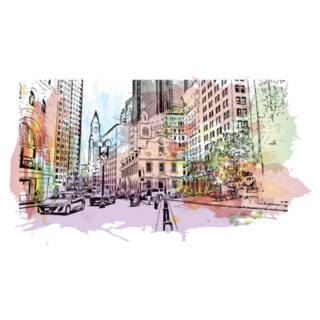 Building View Of Boston Massachusetts Watercolour Sticker
