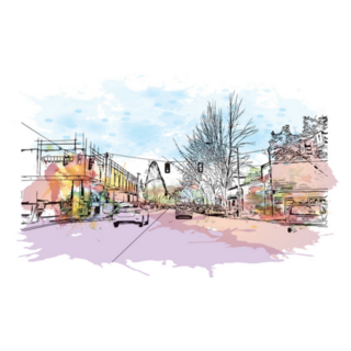 Building View With Landmark Of Eugene Oregon Sticker