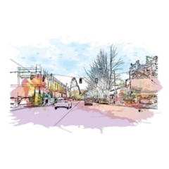 Building View With Landmark Of Eugene Oregon Sticker