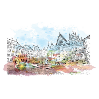 Building View With Landmark Of Poland Illustration Sticker