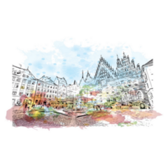 Building View With Landmark Of Poland Illustration Sticker