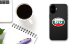 Bulgaria Bg Flag Oval Sticker on a Phone (New) example