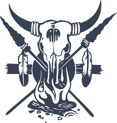 Bull Skull With Spears Feathers And Fire Sticker