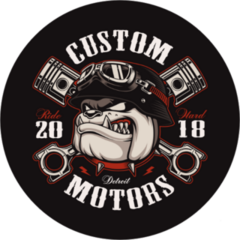 Bulldog Biker With Crossed Pistons Sticker