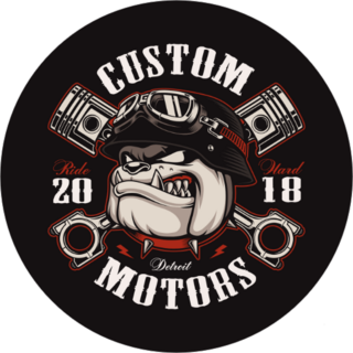 Bulldog Biker With Crossed Pistons Sticker