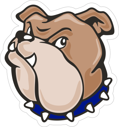 Bulldog Head with Blue Collar Mascot Sticker