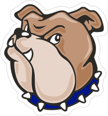 Bulldog Head with Blue Collar Mascot Sticker
