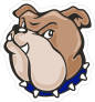 Bulldog Head with Blue Collar Mascot Sticker