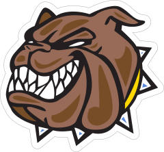 Bulldog Head with Yellow Collar Mascot Sticker
