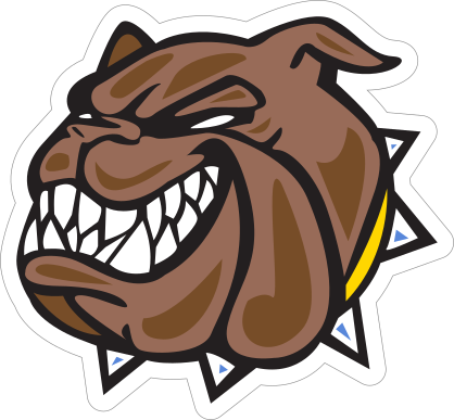 Bulldog Head with Yellow Collar Mascot Sticker