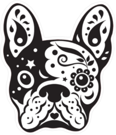 Bulldog Sugar Skull Sticker