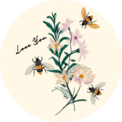 Bumble Bee And Flower Embroidery Love You Sticker