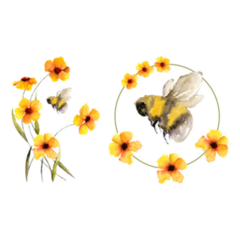 Bumblebee Upon Flowers In Summer Sticker