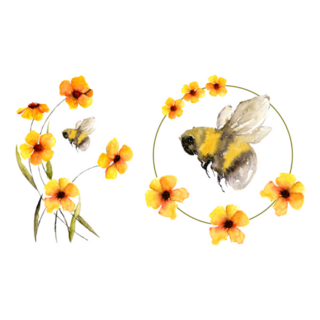 Bumblebee Upon Flowers In Summer Sticker