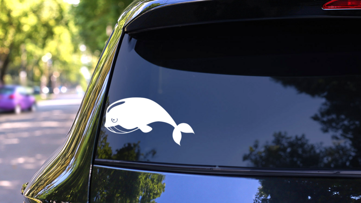 Bummed Whale Sticker on a Rear Car Window (New) example