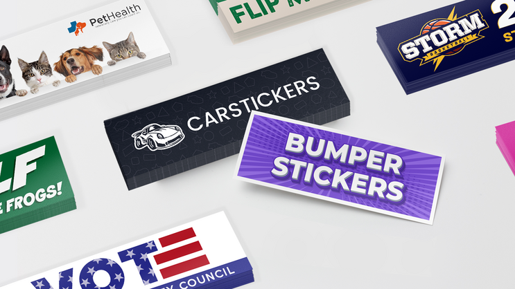 Stacks of Custom Bumper Stickers