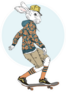 Bunny Boy Riding On A Skateboard Sticker