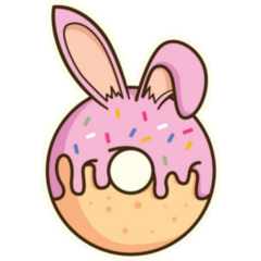 Bunny Donuts Illustration Sticker