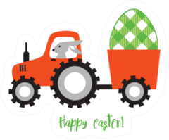 Bunny Farm Tractor Easter Sticker