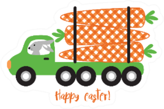 Bunny Logging Truck Easter Design Sticker