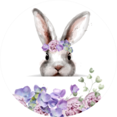 Bunny Rabbit With Flowers Watercolor Sticker