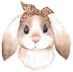 Bunny Wearing Bandana Watercolor Sticker