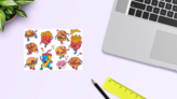 Burger And Fries Sticker Sheet on a Desk (New) example
