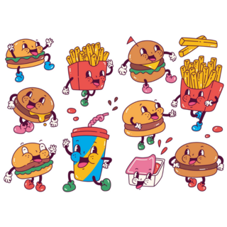 Burger And Fries Sticker Sheet