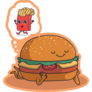 Burger Character Dreaming Of French Fries Sticker