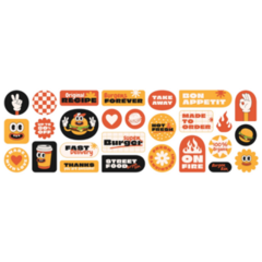 Burger Retro Sticker Sheet