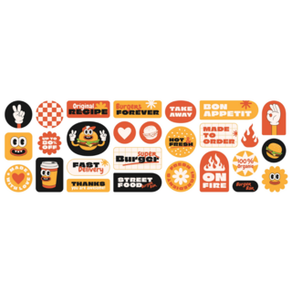 Burger Retro Sticker Sheet