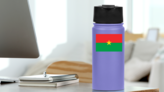 Burkina Faso Country Flag Sticker on a Water Bottle (New) example