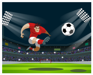 Burly Soccer Player Kicking Ball Sticker