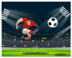 Burly Soccer Player Kicking Ball Sticker