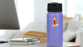 Burning Candle in Candlestick Holder Sticker on a Water Bottle (New) example