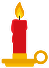 Burning Candle in Candlestick Holder Sticker