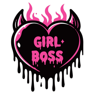 Burning Heart Girl Boss Devil Sticker