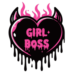 Burning Heart Girl Boss Devil Sticker
