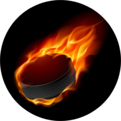 Burning Hockey Puck Illustration On Black Sticker