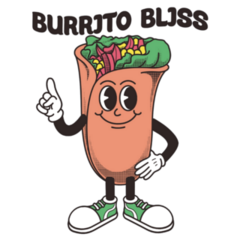 Burrito Bliss Fast Food Character Sticker